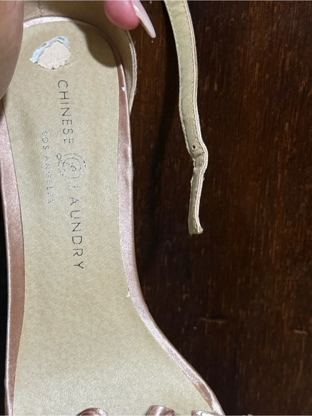 Chinese Laundry Rose Gold Ruffle Satin Ankle-Strap Heels